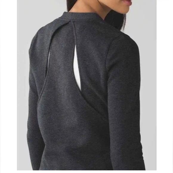 Lululemon & Go Endeavor Long Sleeve Heathered Black Cropped Size 8 - Picture 7 of 7